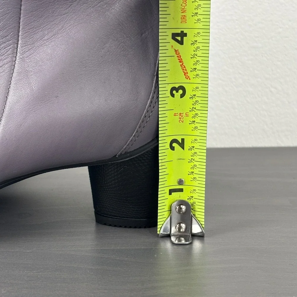 ECCO Shape 35 Block‎ Ankle Boots Grey Purple Leather Side Zip Size 9-9.5